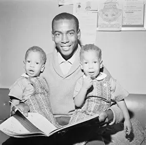 Shortstop Prints: Ernie Banks Reading to His Twin Sons