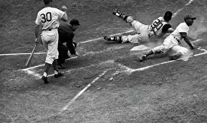 Scoring Prints: Ernie Banks Sliding Safely Into Home