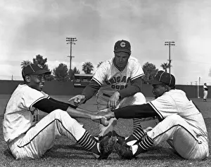 Shortstop Prints: Ernie Banks and Teammate Exercising
