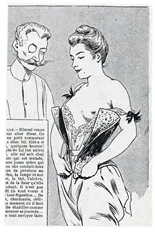 Erotic Drawing; Woman Undressing; Man