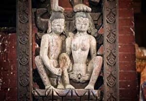 Images Dated 9th April 2014: Erotic Wood Carvings, Pashupatinath Temple, Bhaktapur, Nepal