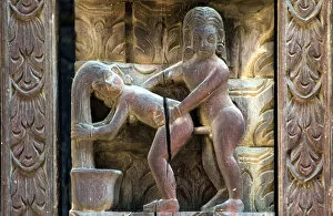 Images Dated 9th April 2014: Erotic Wood Carvings, Pashupatinath Temple, Bhaktapur, Nepal