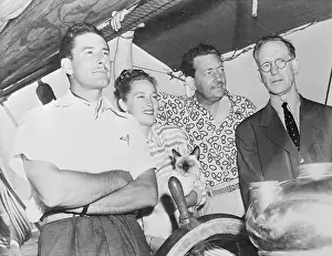 Errol Flynn with Family on Yacht