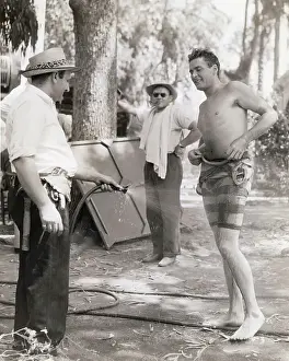 Errol Flynn Behind the Scenes in Bathing Suit