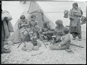 Greenland Prints: Eskimo Family Outside Tent