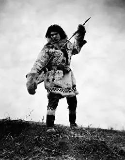 Eskimo Prints: Eskimo With Spear About To Through