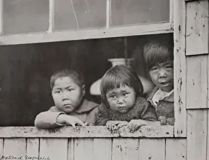 Labrador Prints: Eskimo Youngsters Peering from Window