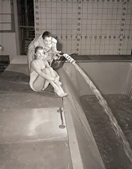 Filling Prints: Esther Williams and Milton Berle Filling Pool