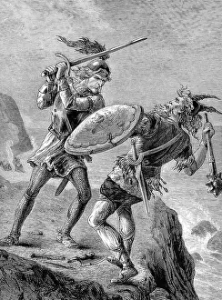 Swinging Prints: Etching of Eric the Red Battling Icelandic Chief