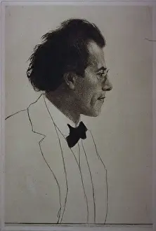 Czech Prints: Etching of Gustav Mahler by Emil Orlik