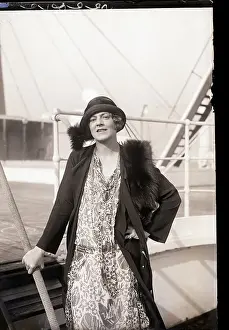 Homecoming Prints: Ethel Barrymore on Deck with Hand on Hip