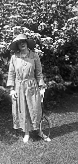 Westbury Prints: Ethel Carhart Holding Tennis Racket