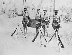 Ethiopian Soldiers Practicing with Their Weaponry at Outdoor Camp