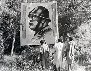 Ethiopians Admiring Mussolini Poster