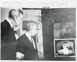 Green Bay Prints: Eugene McCarthy With Campaign Worker Watching Television Broadcast