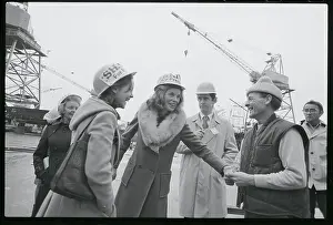 Quincy Prints: Eunice Shriver Chatting with Shipyard Workers