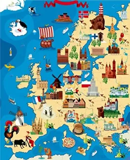 Images Dated 1st March 2018: Europe Cartoon map