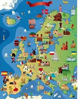 Images Dated 1st March 2018: Europe Cartoon map