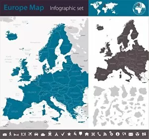 Images Dated 26th August 2017: Europe map - infographic set