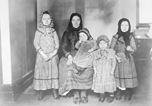 Headscarf Prints: European Peasant Mother and Daughters