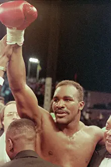 1990s Prints: Evander Holyfield, Raised Arm In Victory