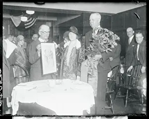 Evangeline Lindberg Receiving Sketch of Charles Lindbergh