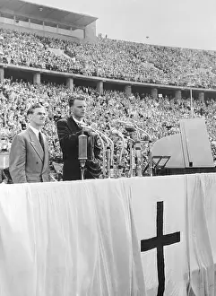 Evangelicalism Prints: Evangelist Billy Graham Addressing Crowd in Germany