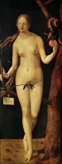 Prints of UNSPECIFIED - CIRCA 1507: Eve, 1507. Latin inscription Albertus Duerer Almanus faciebat post Viriginis Partum 1507 A.D. Wood, 209 x 80 cm. Cat.2178 Masterpieces of a Genius: Eve