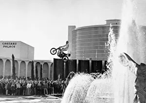 Daredevil Prints: Evel Knievel Jumping Motorcycle over Fountain