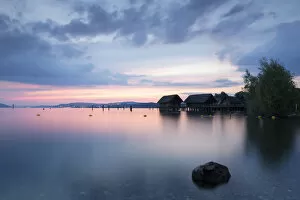 Images Dated 9th July 2013: Evening at Lake Constance with stilt houses, Lake Constanz, near Uhldingen, Baden-Wurttemberg