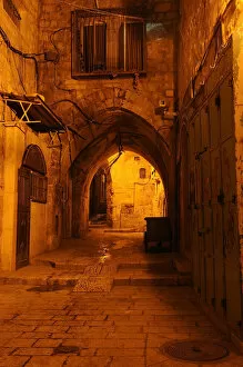Quarter Gallery: Evening mood in a deserted street in the Jewish Quarter, Old City of Jerusalem, Israel