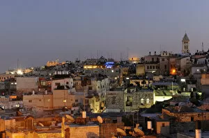 Evening Atmosphere Collection: Evening mood, view over the Christian Quarter, Old City of Jerusalem, Israel, Middle East