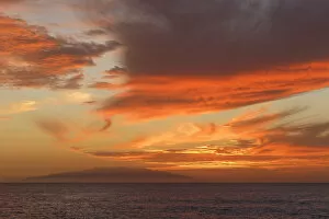 Evening sky with clouds and El Hierro island, La Puntilla, Valle Gran Rey, La Gomera, Canary Islands, Spain