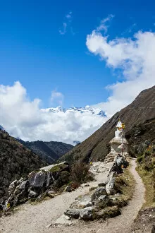 Himalayas Collection: Everest base camp, Himalayas, Nepal, stupa, Colour Image, Color Image, Photography