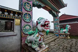 Himalayas Prints: Everest base camp trek, Himalayas, Nepal, Tengboche, monastery, Colour Image, Color Image