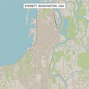 Puget Sound Prints: Everett Washington US City Street Map