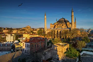 Images Dated 4th April 2013: Everning light shine over Hagia Sophia