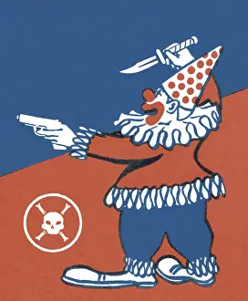 Dagger Prints: Evil Clown with Knife and Gun