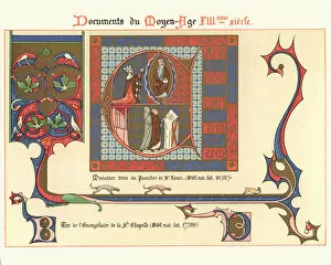 Images Dated 24th July 2018: Examples of Medieval decorative art from illuminated manuscripts 13th Century