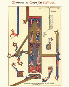 Ornamental Prints: Examples of Medieval decorative art from illuminated manuscripts 13th Century