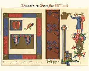 Ornamental Prints: Examples of Medieval decorative art from illuminated manuscripts 13th Century
