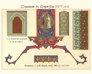 Ornamental Prints: Examples of Medieval decorative art from illuminated manuscripts 13th Century