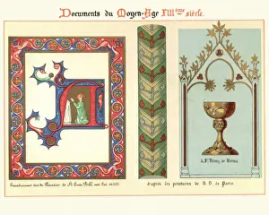 Ornamental Prints: Examples of Medieval decorative art from illuminated manuscripts 13th Century