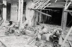 Exhausted Prints: Exhausted US Marines Rest During Battle for Hue 1968