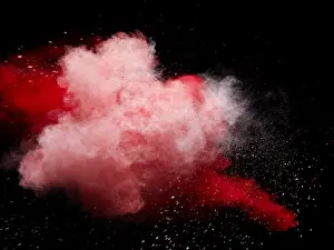 Prints of bright colored powder exploding on black backdrop Stone Prints: explosion of colored powder