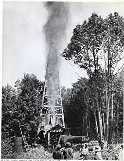 Derrick Prints: Explosion At Early Oil Well