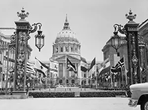 Exquisite Exterior of Building with Flags