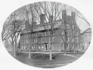 Cambridge Prints: Exterior of Early Massachusetts Hall at Harvard University