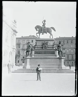 Turin Prints: Exterior Statue Displays in Front of Building