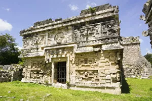 Images Dated 15th December 2017: Exterior of temple ruin, La Iglesia, Chichen Itza, Yucatan, Mexico